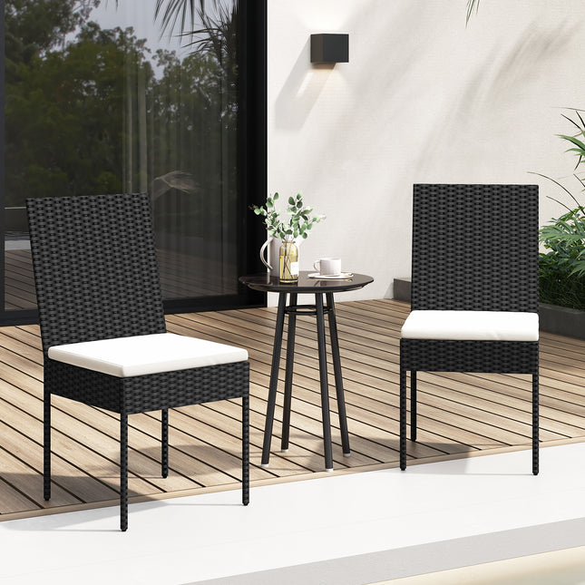 PE Wicker Patio Chairs Set of 2/4 with Cushions for Porch Deck Garden and Backyard-2 Pieces