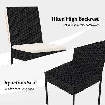 PE Wicker Patio Chairs Set of 2/4 with Cushions for Porch Deck Garden and Backyard-4 Pieces