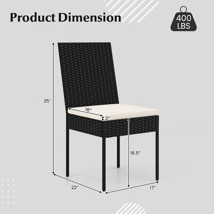 PE Wicker Patio Chairs Set of 2/4 with Cushions for Porch Deck Garden and Backyard-4 Pieces