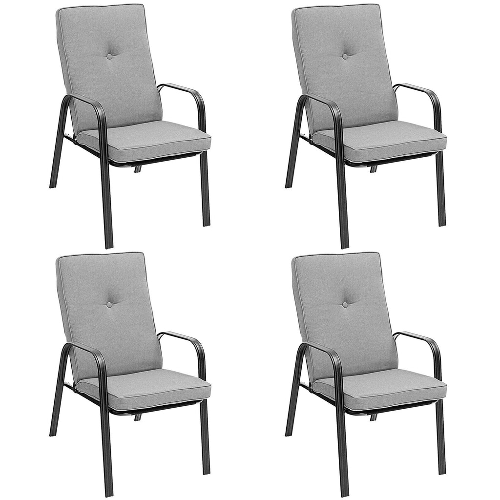 Lot de 4 chaises de patio empilables avec coussins de dossier haut