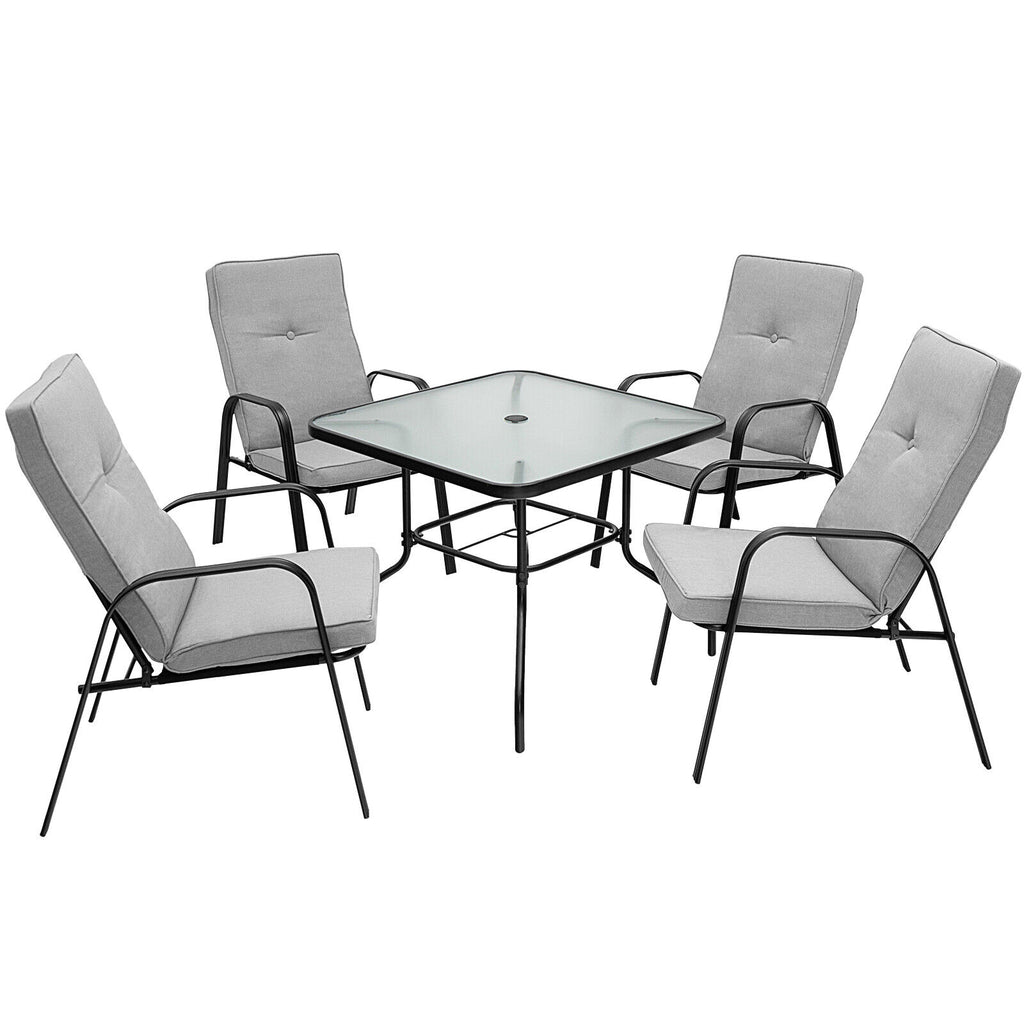 Lot de 4 chaises de patio empilables avec coussins de dossier haut