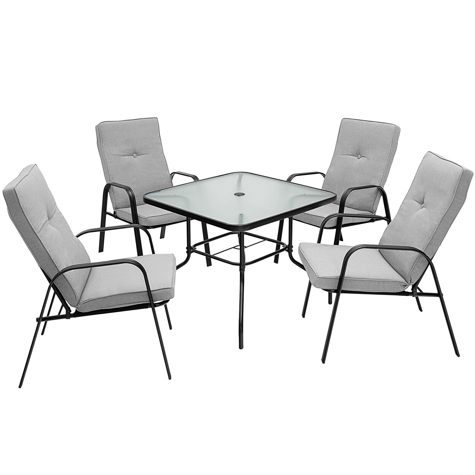 Lot de 4 chaises de patio empilables avec coussins de dossier haut