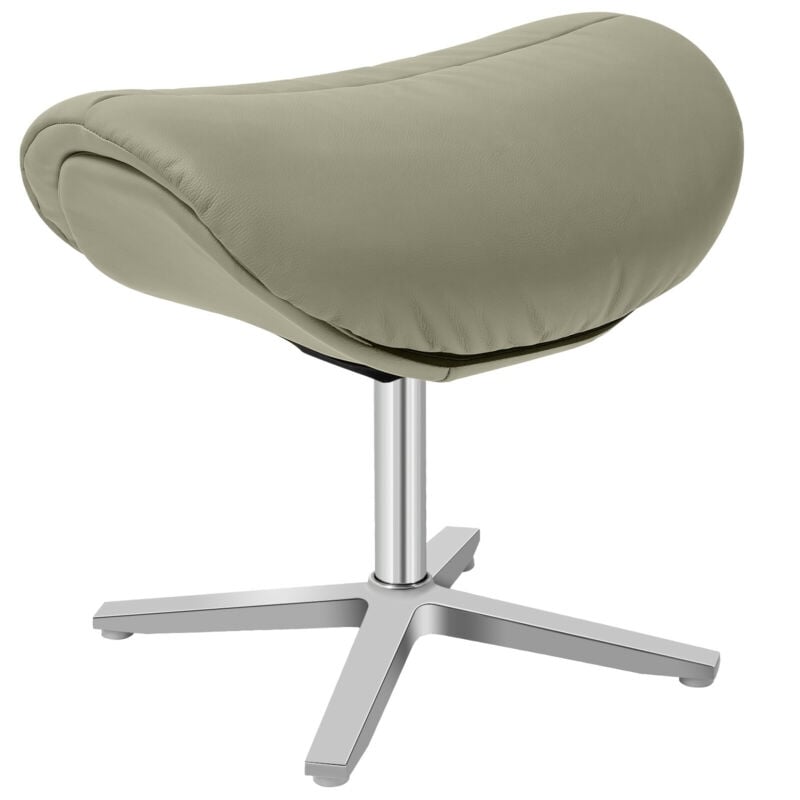 360Â° Swivel Leather Lounge Chair with Ottoman and Aluminum Alloy Base-Gray