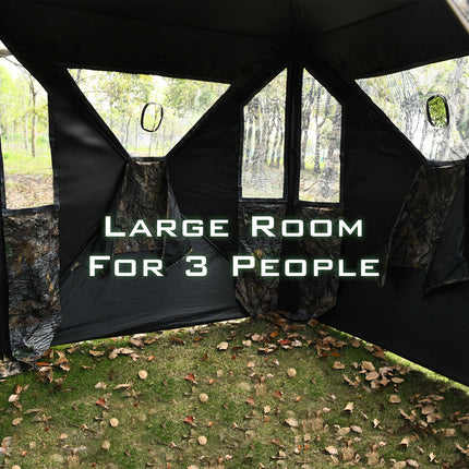 3 Person Portable Pop-Up Ground Tent with Gun Ports and Carrying Bag