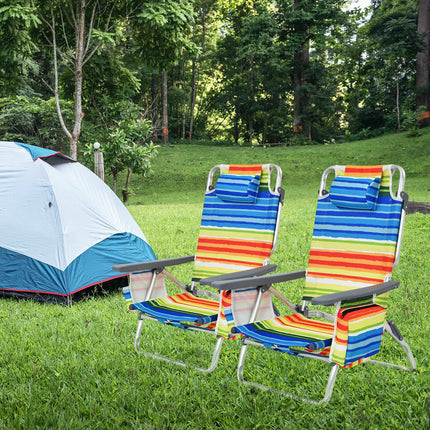 4-Pack 5-Position Outdoor Folding Backpack Beach Reclining Chair with Pillow-Yellow