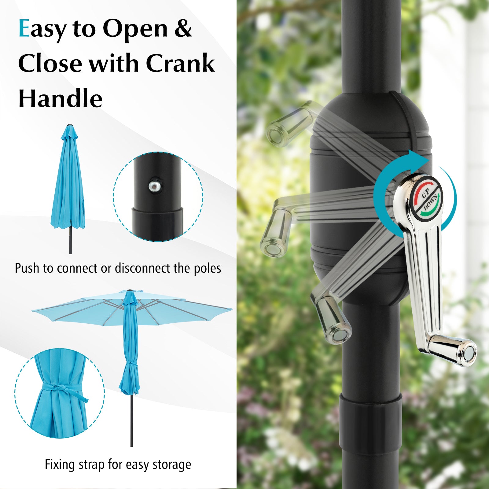 10 Feet Outdoor Patio Umbrella with Tilt Adjustment and Crank-Blue