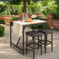 2 chaises de bar en rotin et osier pour patio - Marron