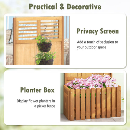 Wooden Raised Garden Bed with Privacy Screen