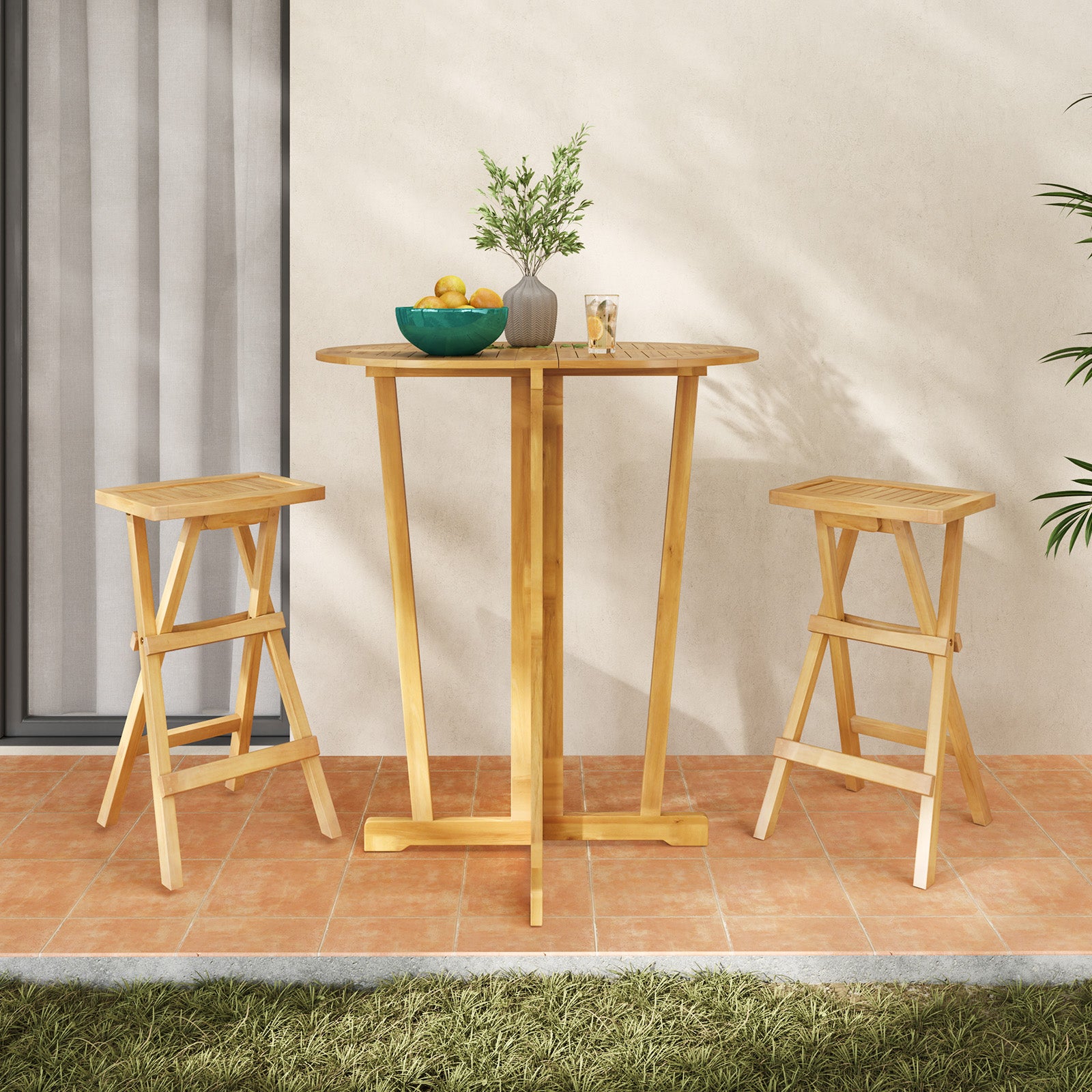 Lot de 2 tabourets de bar d'extérieur sans assemblage avec assise galbée