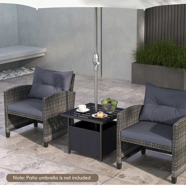 Outdoor Patio Rattan Wicker Steel Side Deck Table-Black
