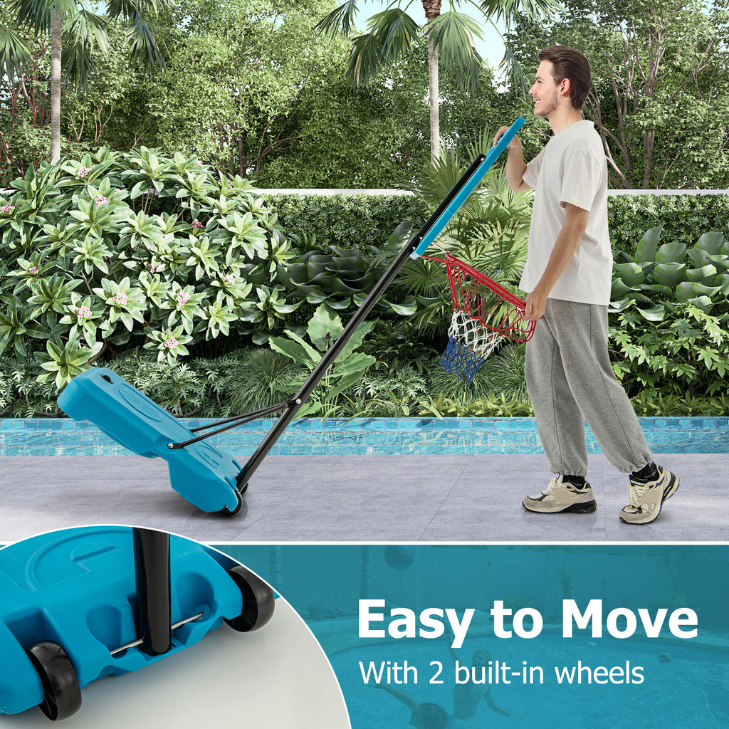 3.8-4.4 Feet Height Adjustable Pool Basketball Hoop for Kids Teens and Adults-Blue
