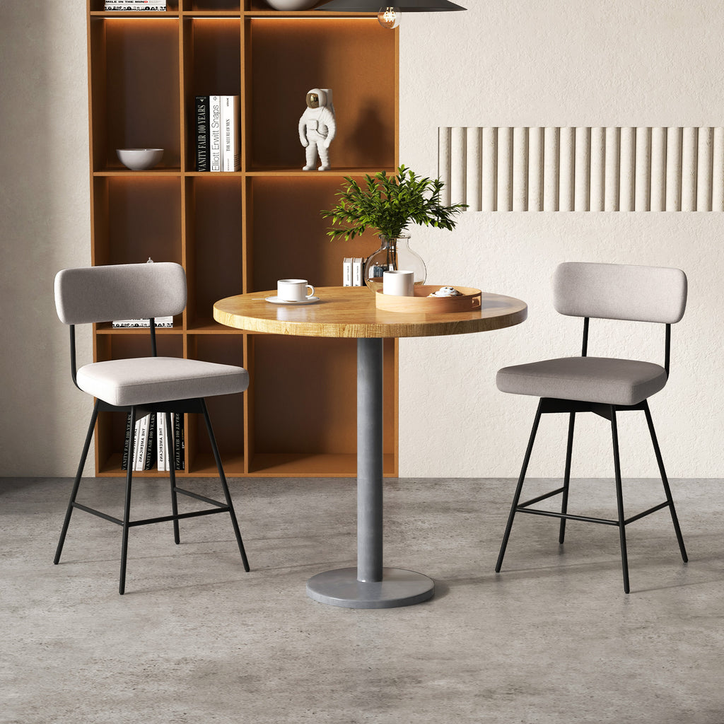 25 Inch 2-Piece Modern Upholstered Bar Stools with Back