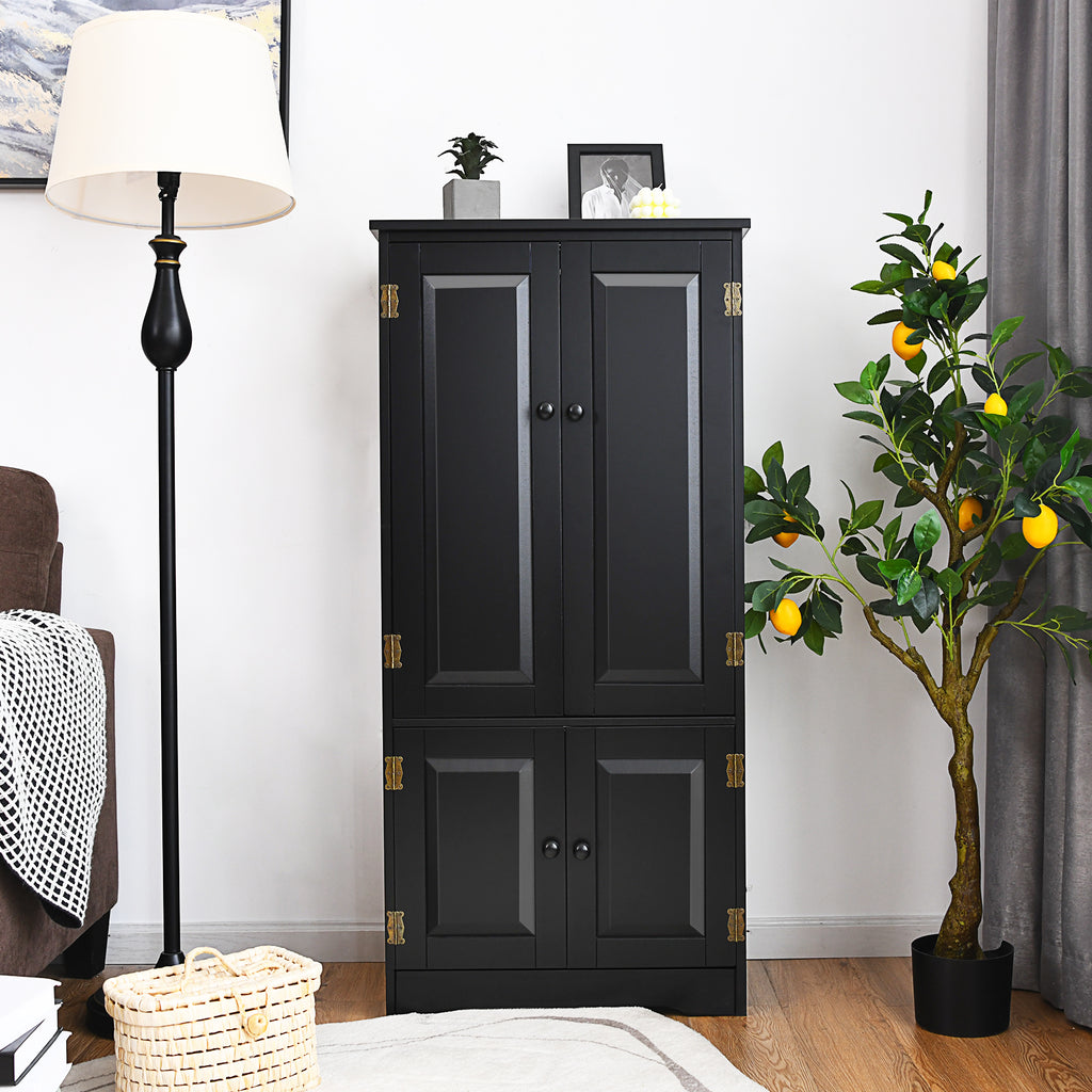 Accent Floor Storage Cabinet with Adjustable Shelves Antique 2-Door-Black