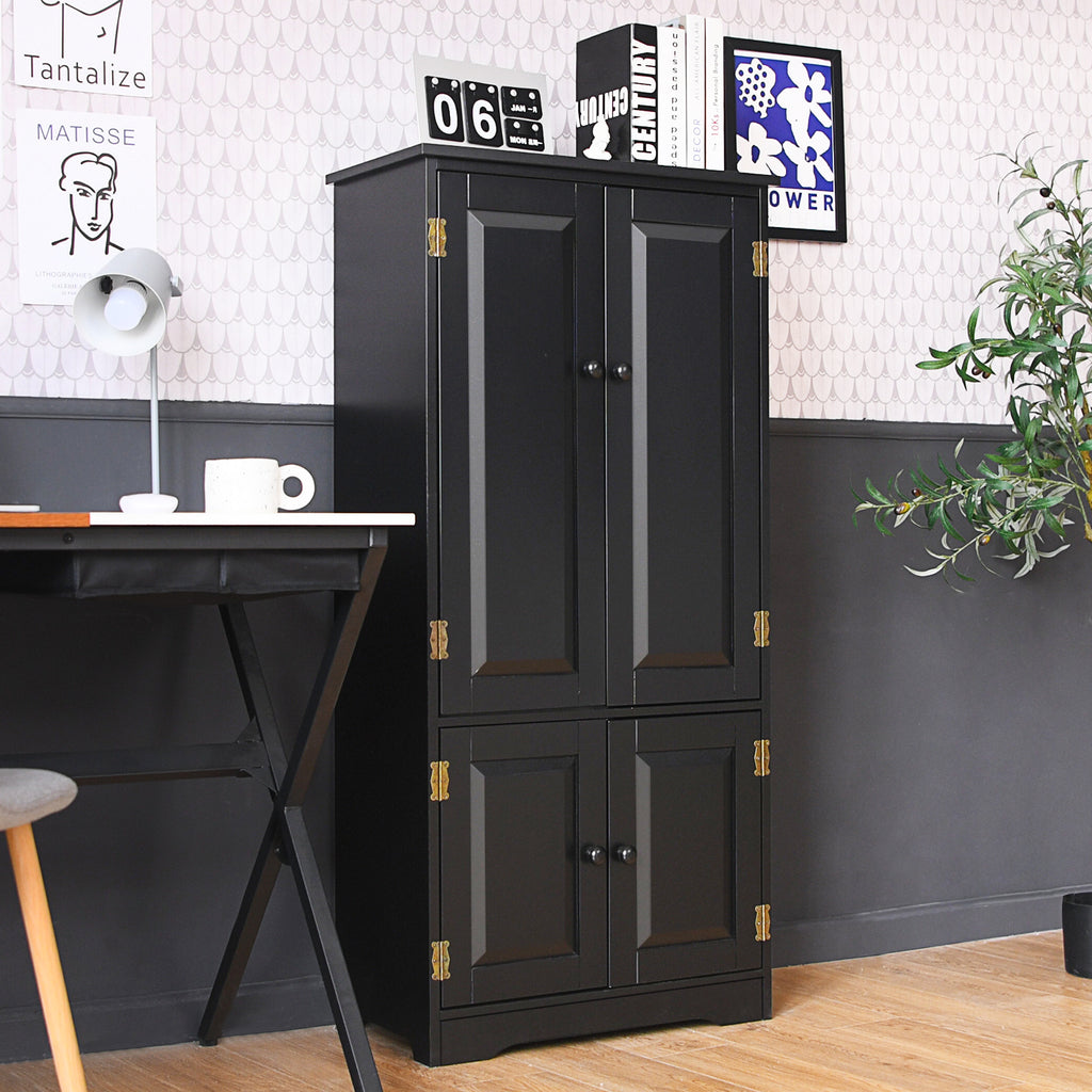 Accent Floor Storage Cabinet with Adjustable Shelves Antique 2-Door-Black