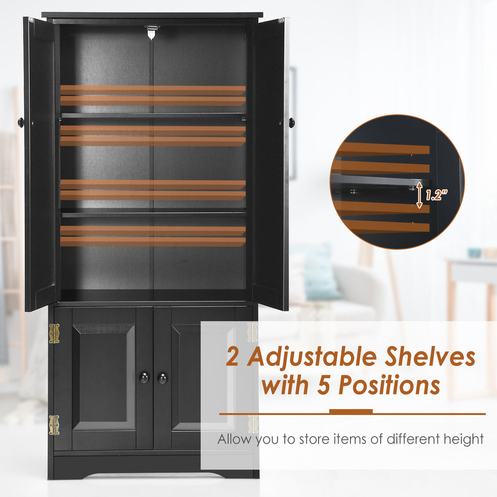 Accent Floor Storage Cabinet with Adjustable Shelves Antique 2-Door-Black