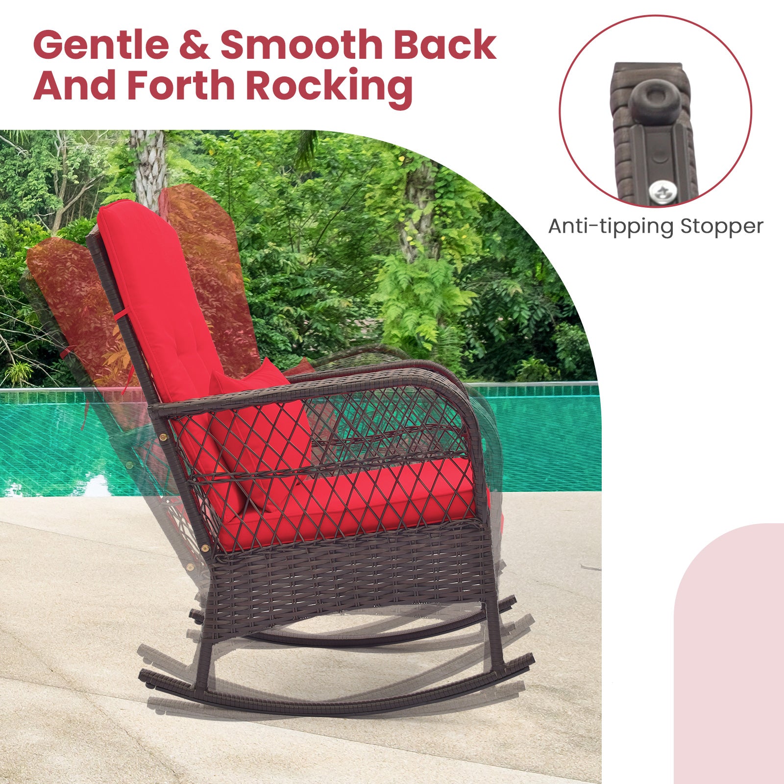 Ensemble bistrot basculant 3 pièces avec table basse à 2 niveaux - Rouge