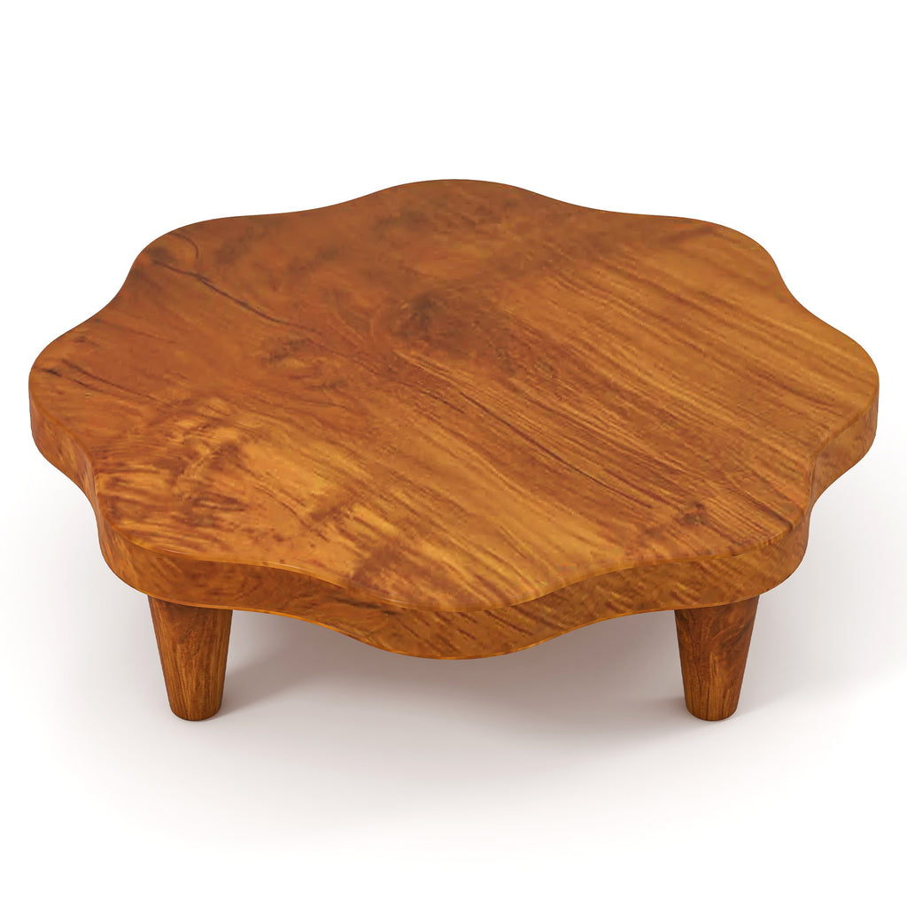 16" Teak Wood Pedestal Stand for Aroma and Snacks
