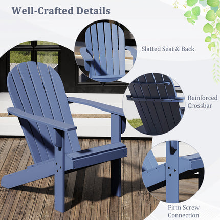 Acacia Wood Lounge Patio Adirondack Chair with Inclined Seat-Blue