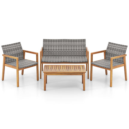 4-Piece Patio Furniture Set with Loveseat Single Chairs and Coffee Table