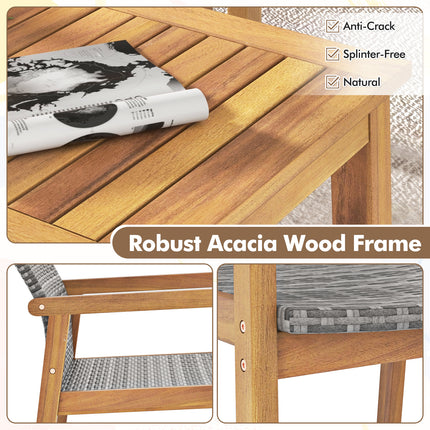 4-Piece Patio Furniture Set with Loveseat Single Chairs and Coffee Table