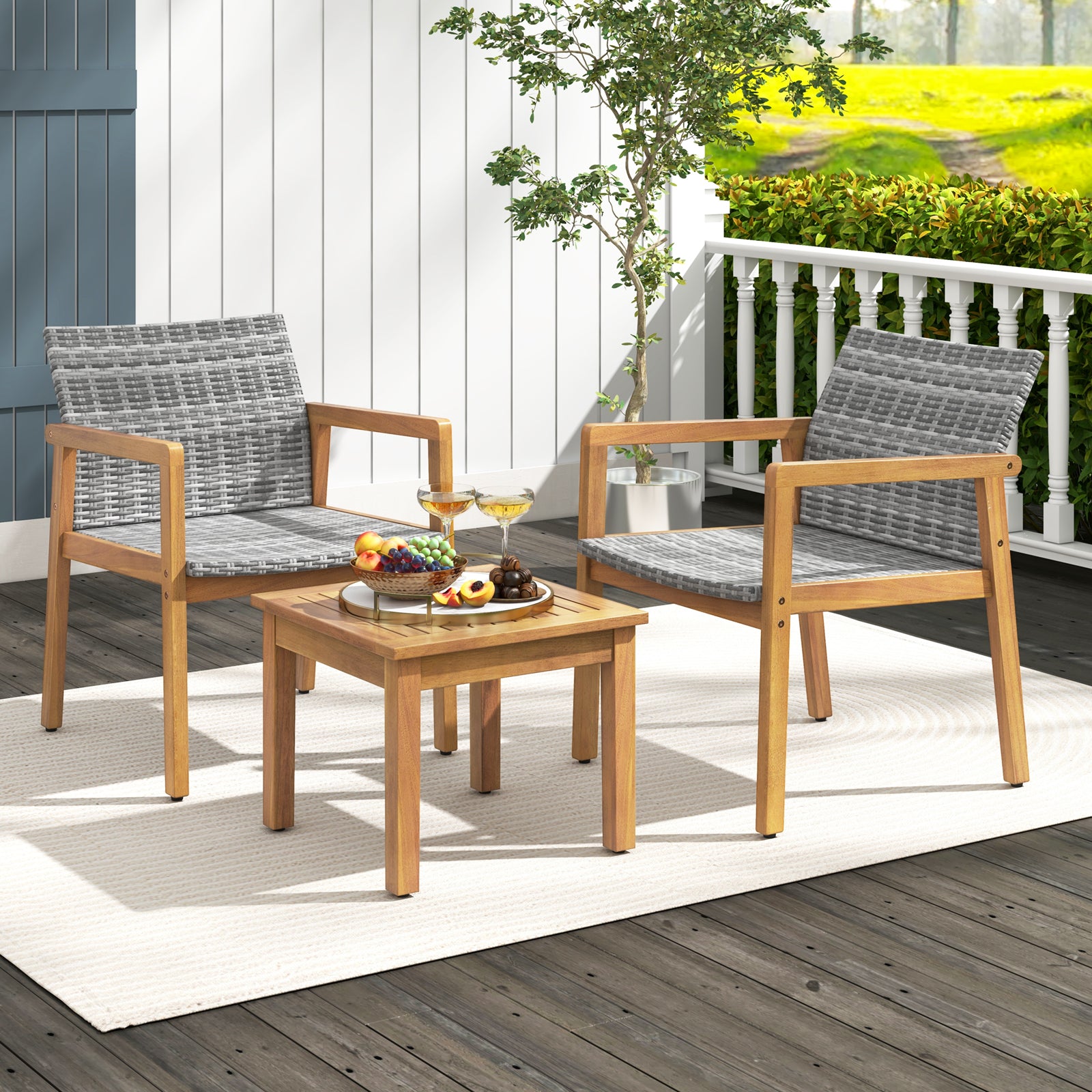 Ensemble de mobilier de patio 3 pièces avec chaise