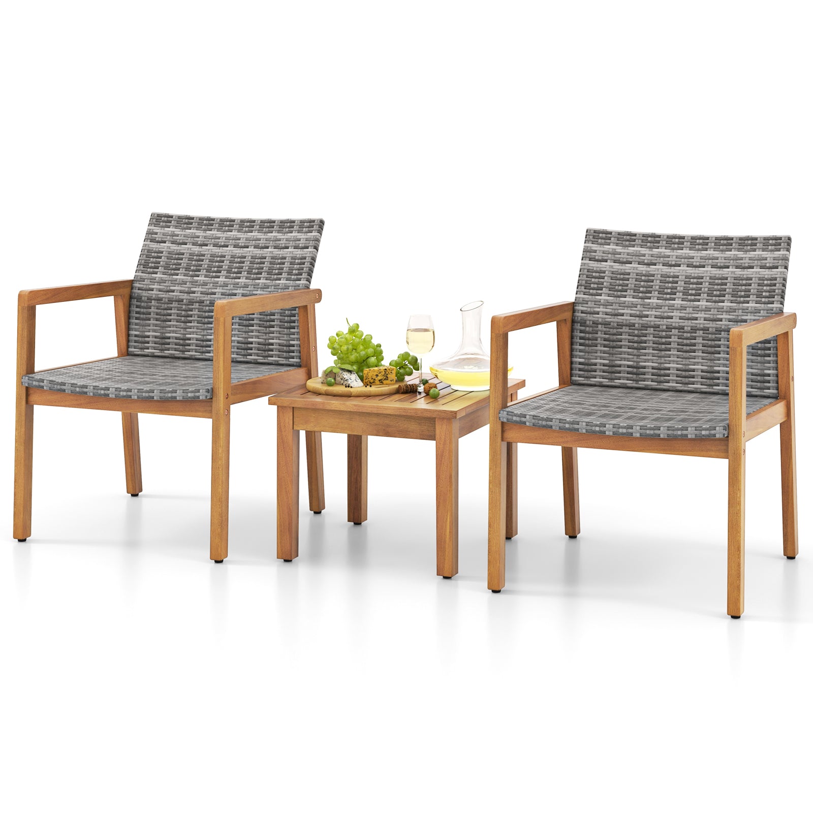 Ensemble de mobilier de patio 3 pièces avec chaise