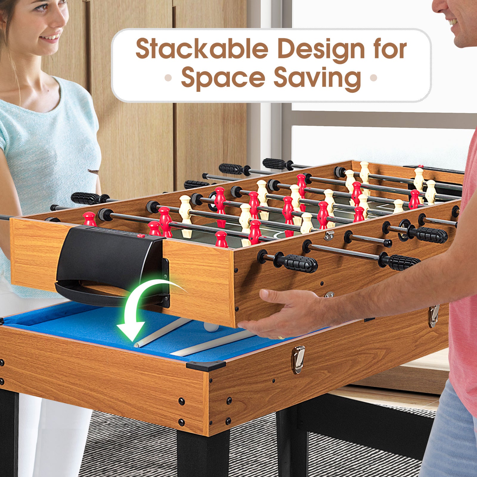 48 Inch 3-In-1 Multi Combo Game Table with Soccer for Game Rooms
