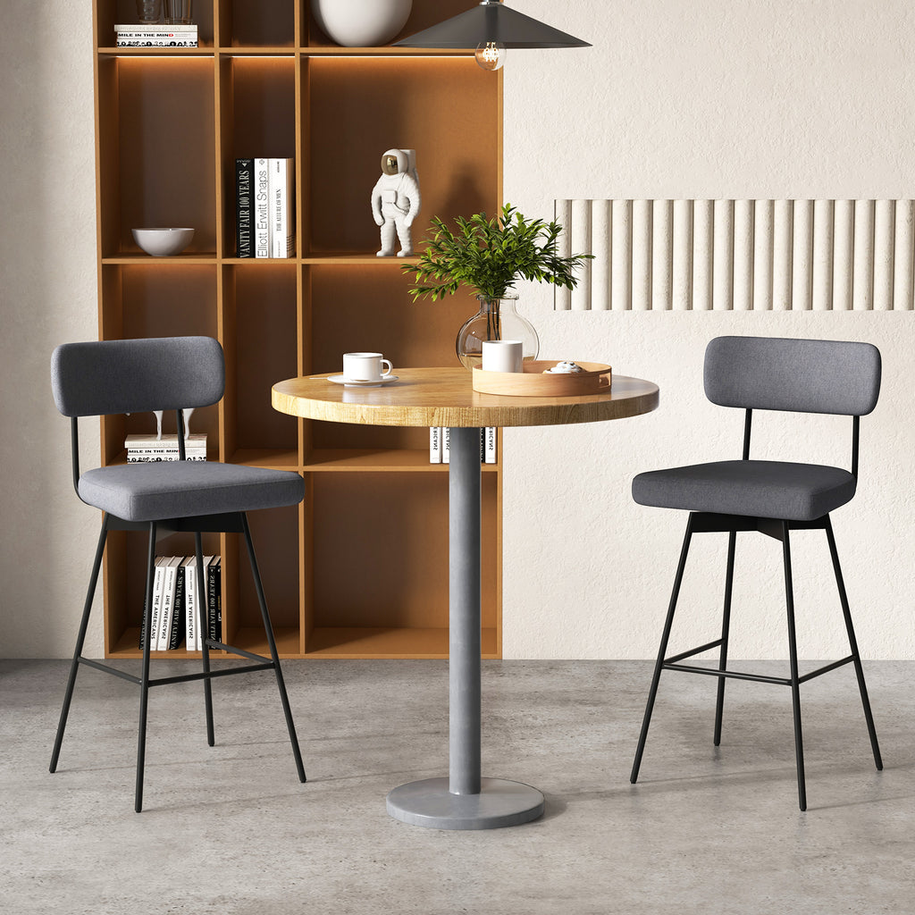 29 Inch Counter Height Upholstered Swivel Bar Stool Set of 2-Gray