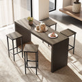 Set of 4 Bar Stool Set 26 Inch Bar Chair with Metal Legs and Footrest-Gray