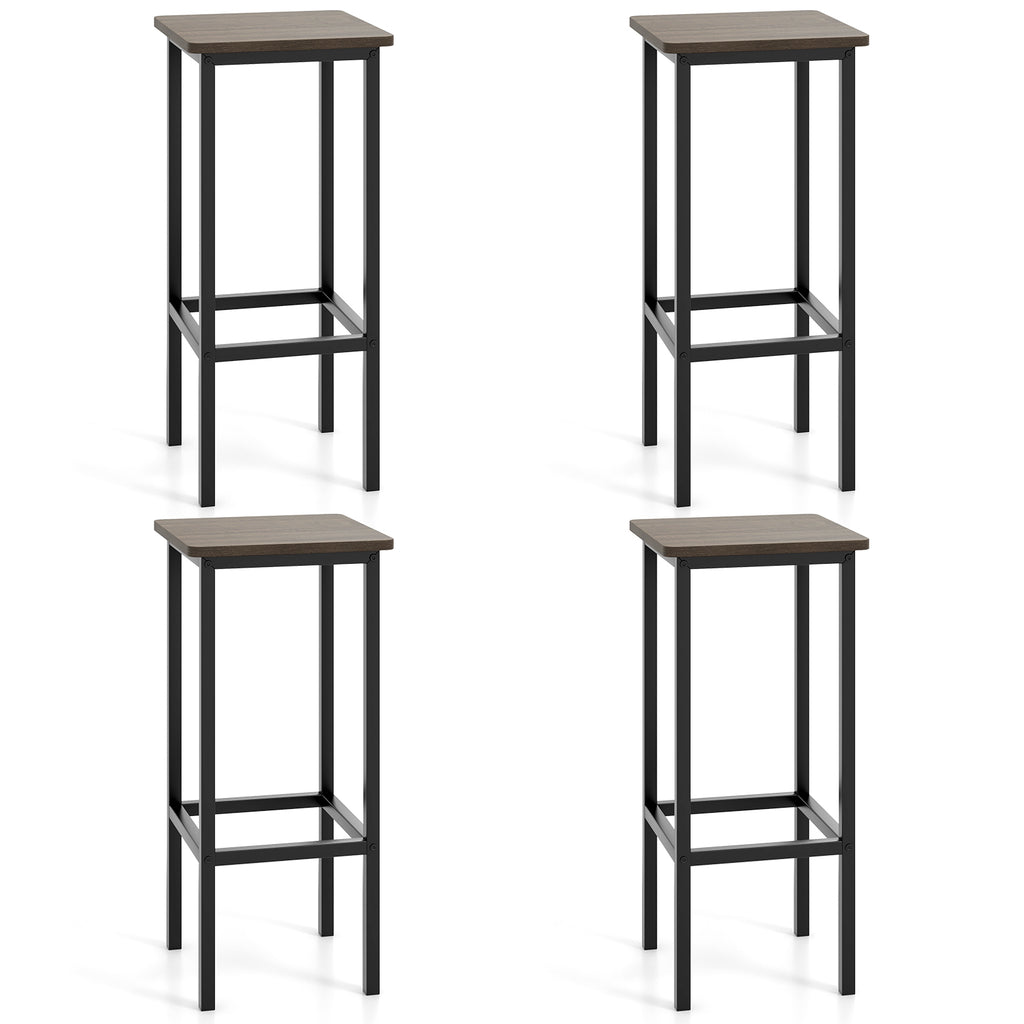 Set of 4 Bar Stool Set 26 Inch Bar Chair with Metal Legs and Footrest-Gray