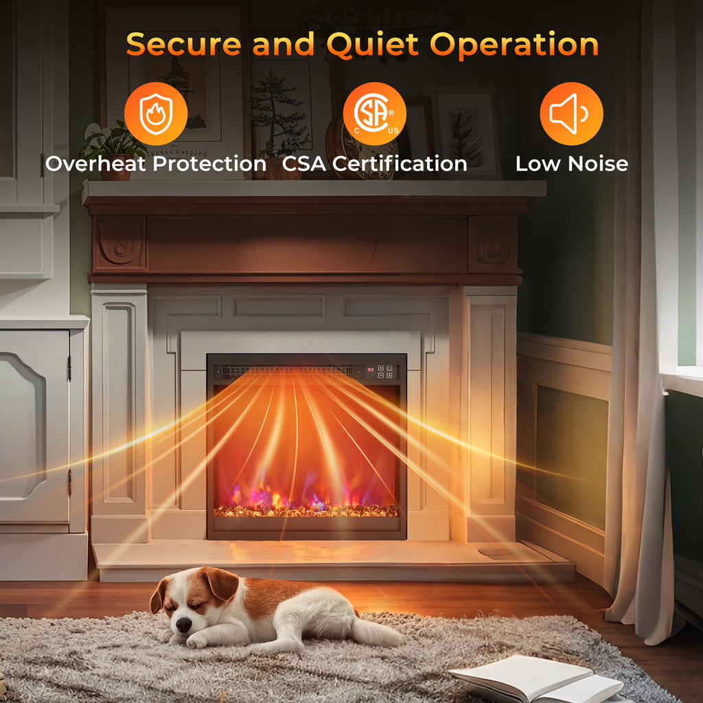 18/23/26 Inch 1500W Electric Fireplace Insert with Remote Control-18 inches