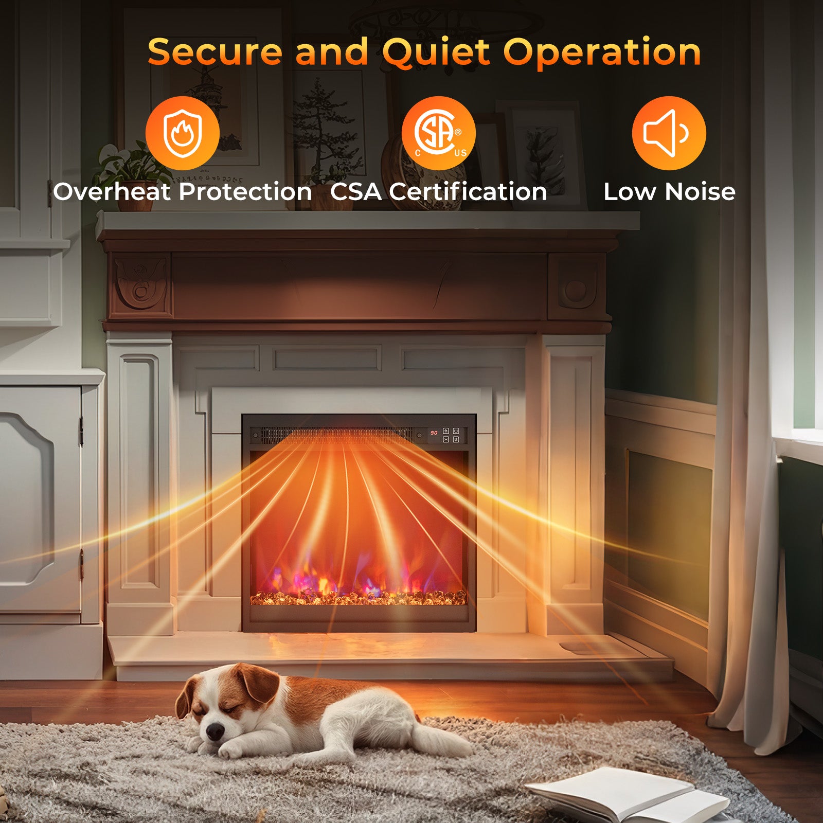 18/23/26 Inch 1500W Electric Fireplace Insert with Remote Control-18 inches