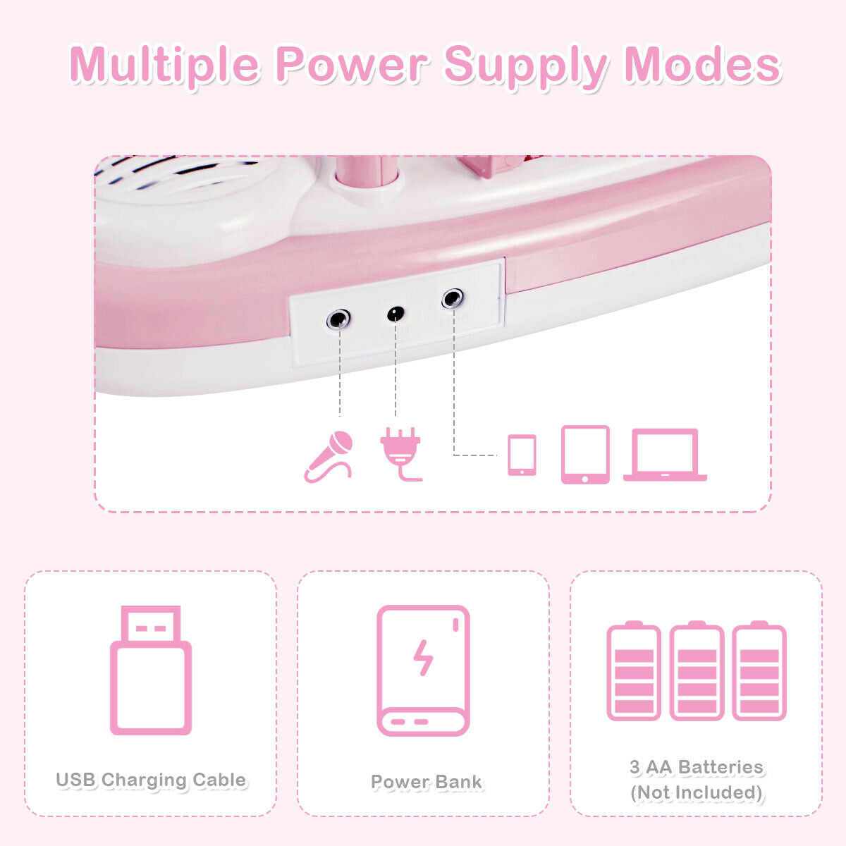 Multifunctional 37 Electric Keyboard Piano with Microphone-Pink