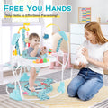 Baby Activity Center Height Adjustable Baby Bouncing Saucer with Interactive Toys-Light Blue