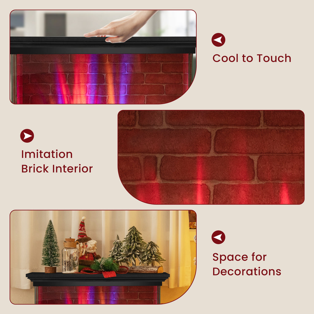 27 Inch Freestanding Fireplace with Remote Control-Black