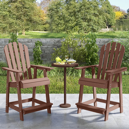 HDPE Patio Chair with Armrest and Footrest for Indoor Outdoor-Coffee