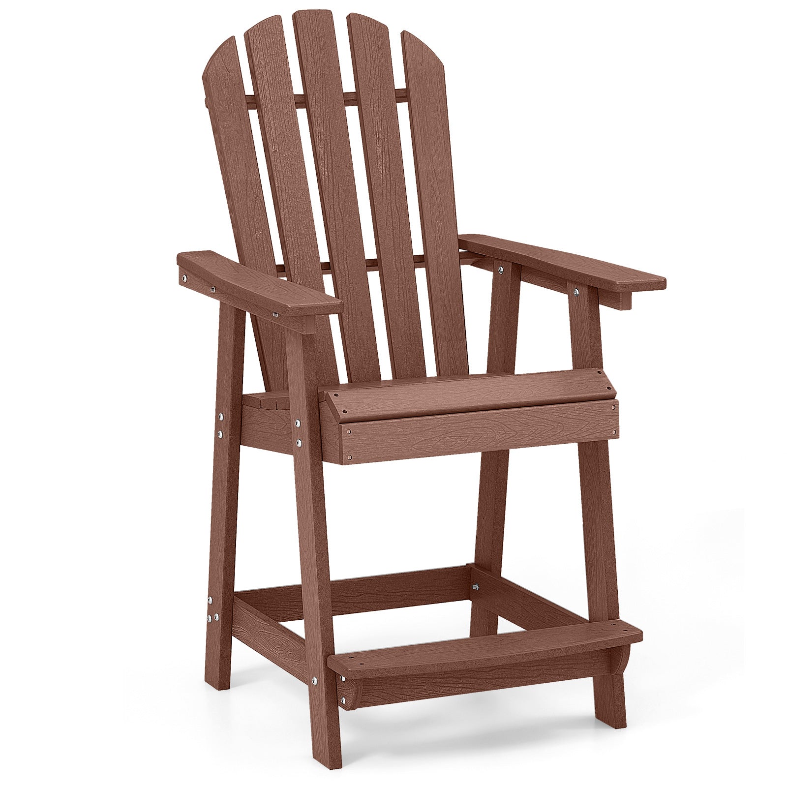 Chaise de patio en PEHD avec accoudoir et repose-pieds pour intérieur/extérieur - Café