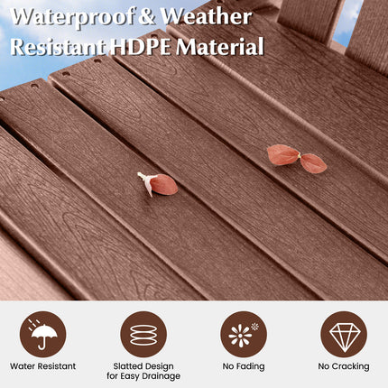 HDPE Patio Chair with Armrest and Footrest for Indoor Outdoor-Coffee