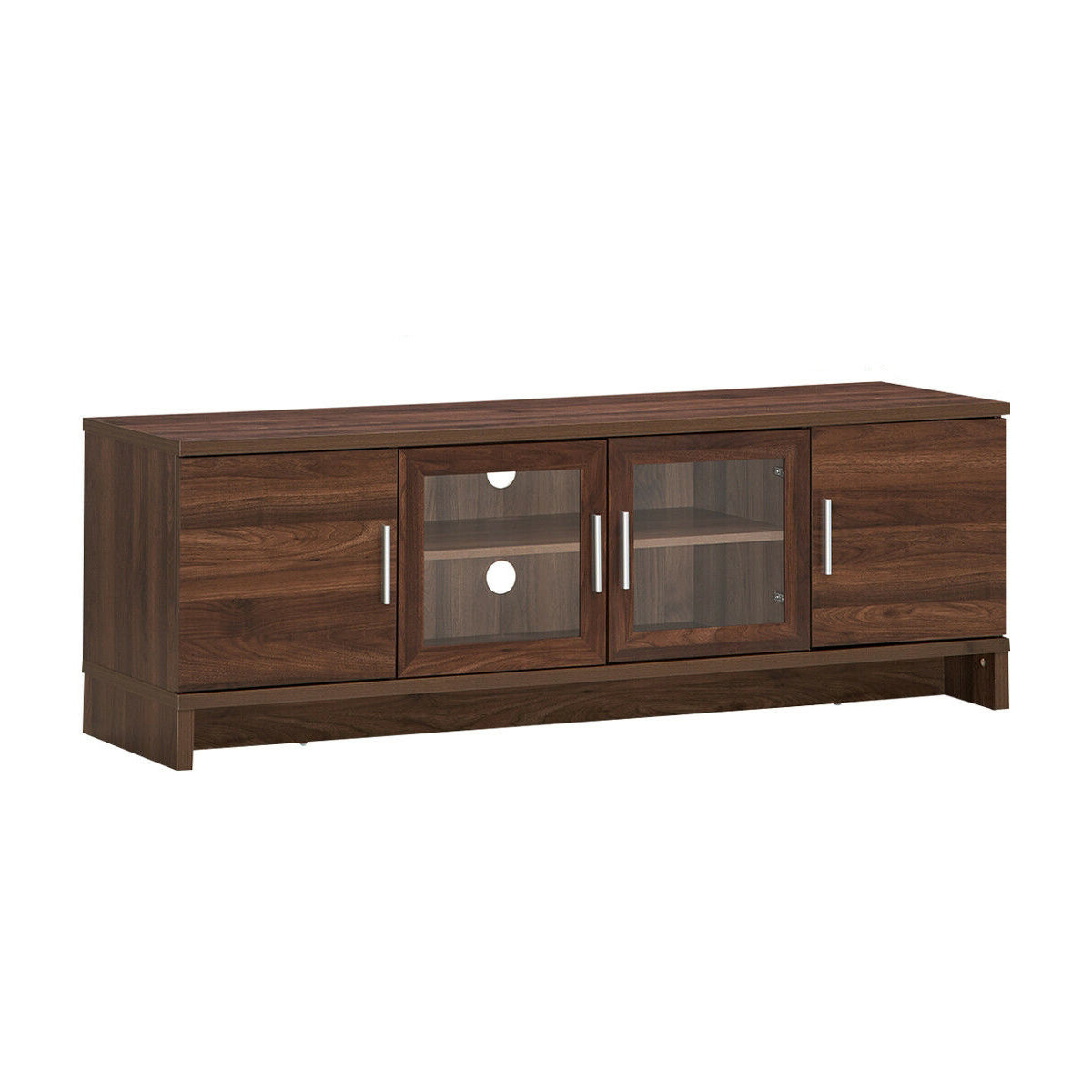 Media Entertainment TV Stand for TVs up to 70 Inch with Adjustable Shelf-Walnut