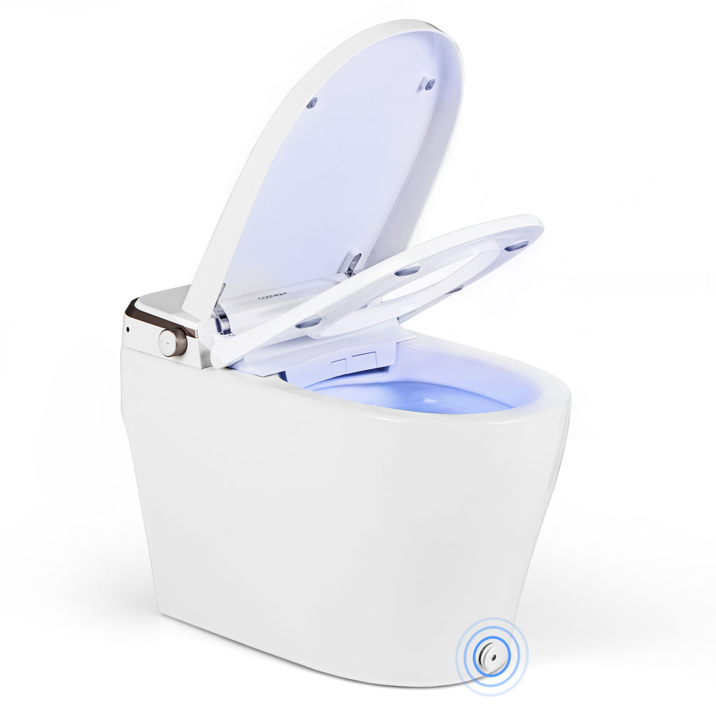 Elongated Bidet Toilet with Adjustable Heated Seat-White