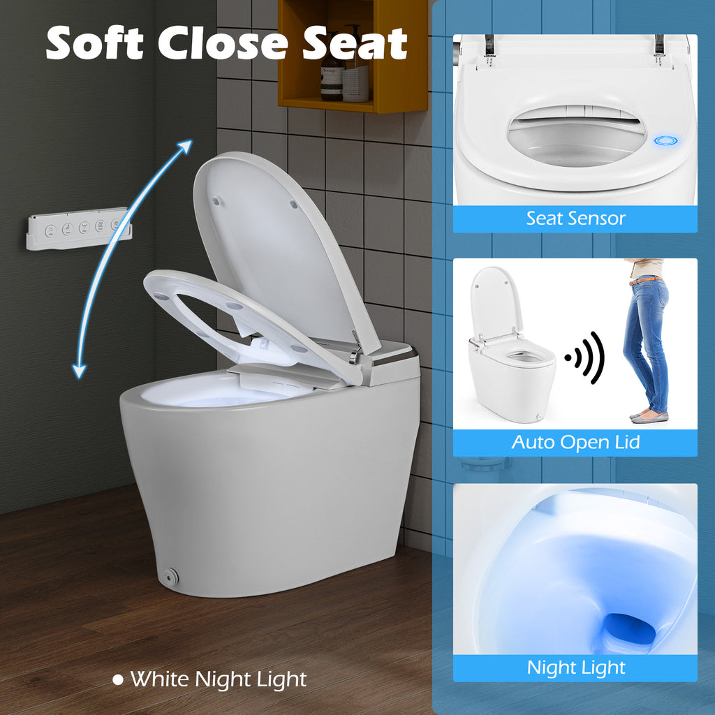 Elongated Bidet Toilet with Adjustable Heated Seat-White