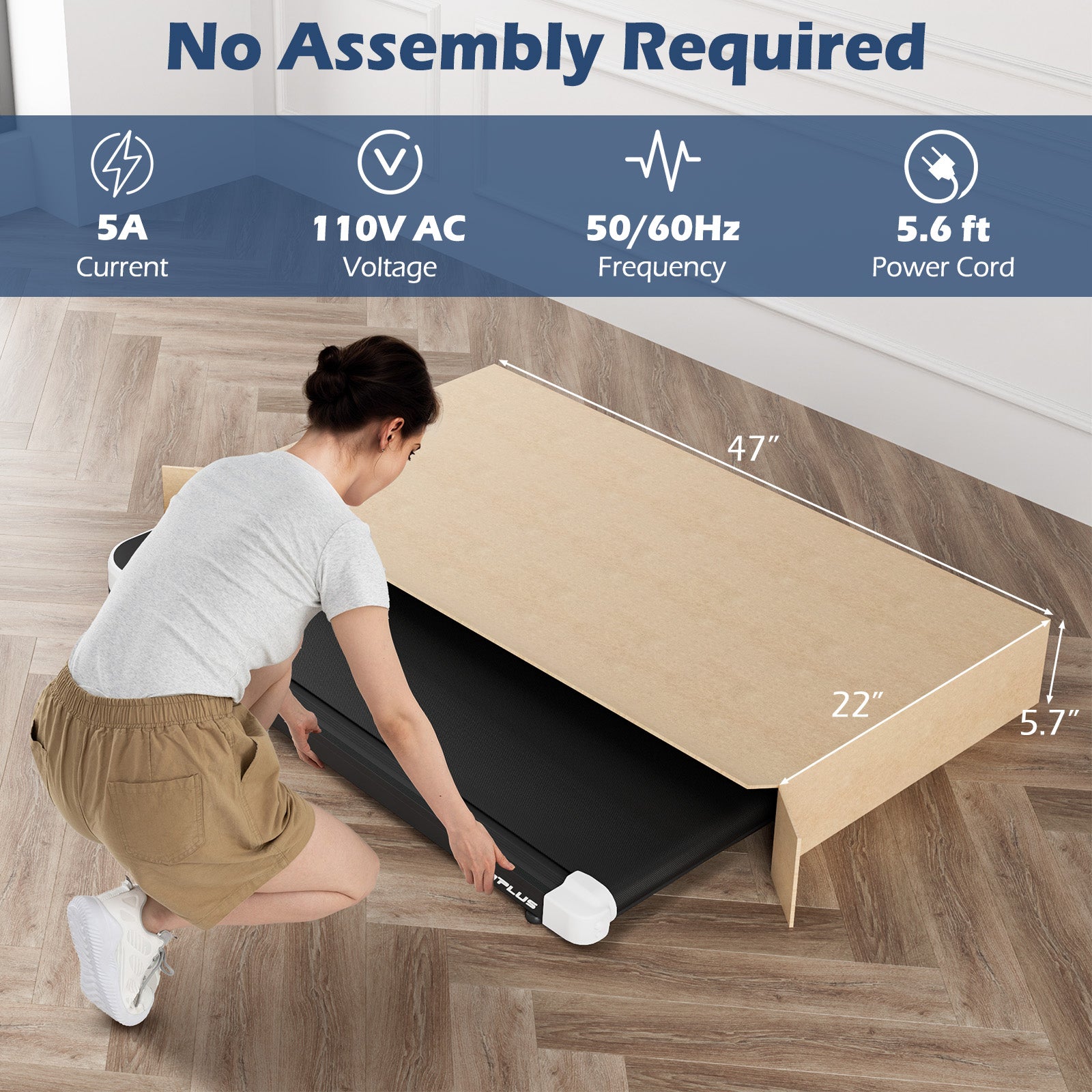2.5HP Under Desk Treadmill with Remote Control and 3 Countdown Modes-White