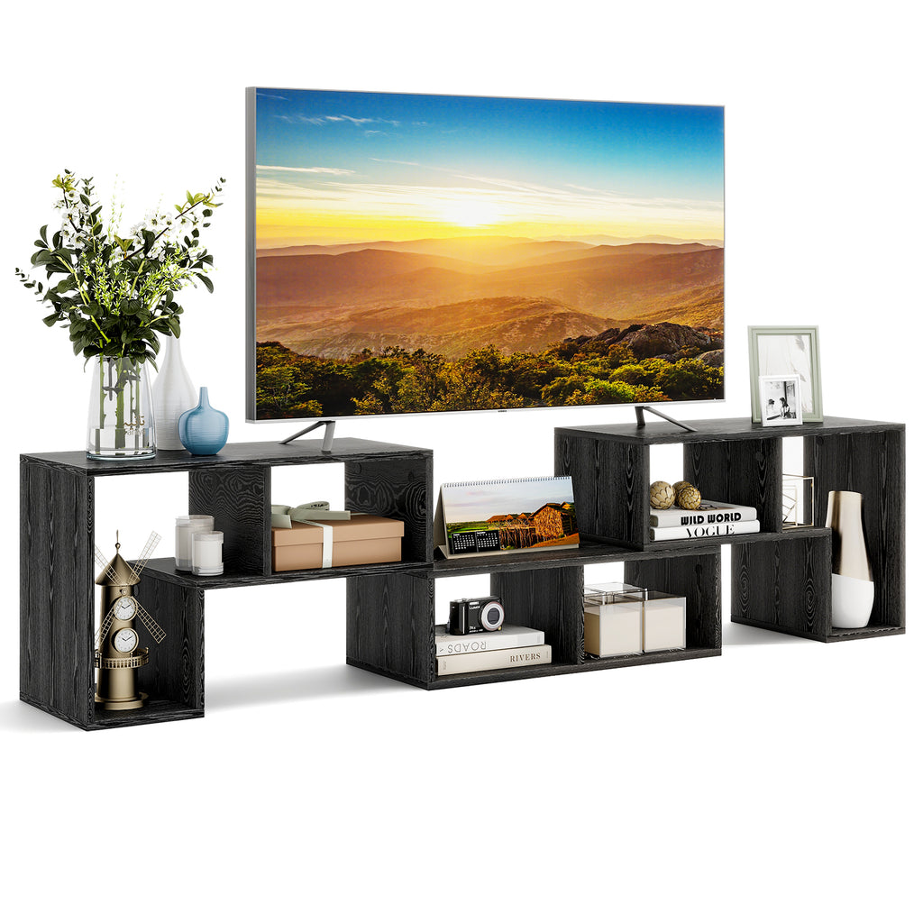 3 Pieces Adjustable TV Stand for TVs up to 65 Inch with Shelves-Mixed Black