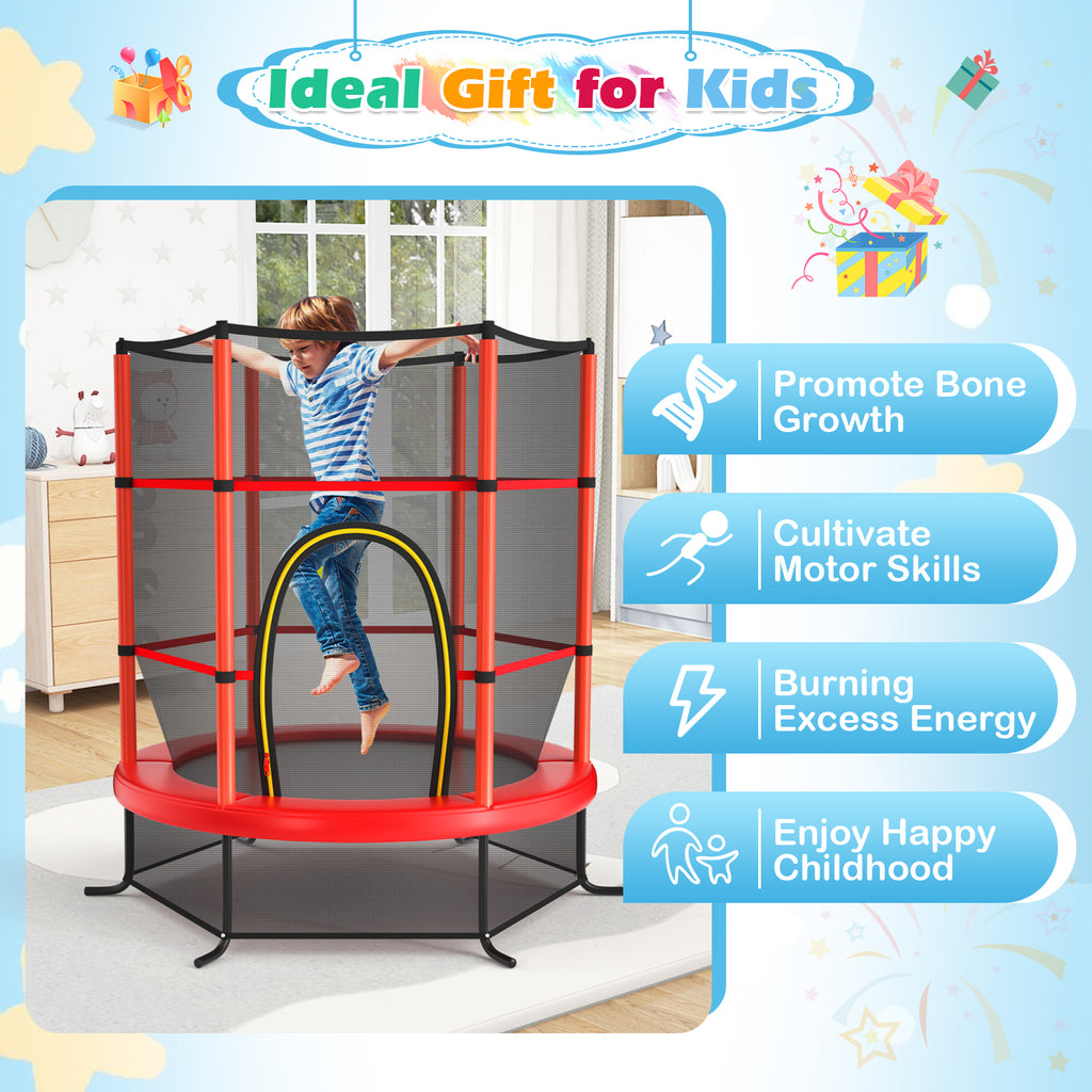 Trampoline récréatif pour enfants de 5 pouces avec filet de sécurité - Rouge