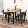24 Inch Set of 4 Cafe Side Chairs with Rubber Feet and Removable Backs-Gun