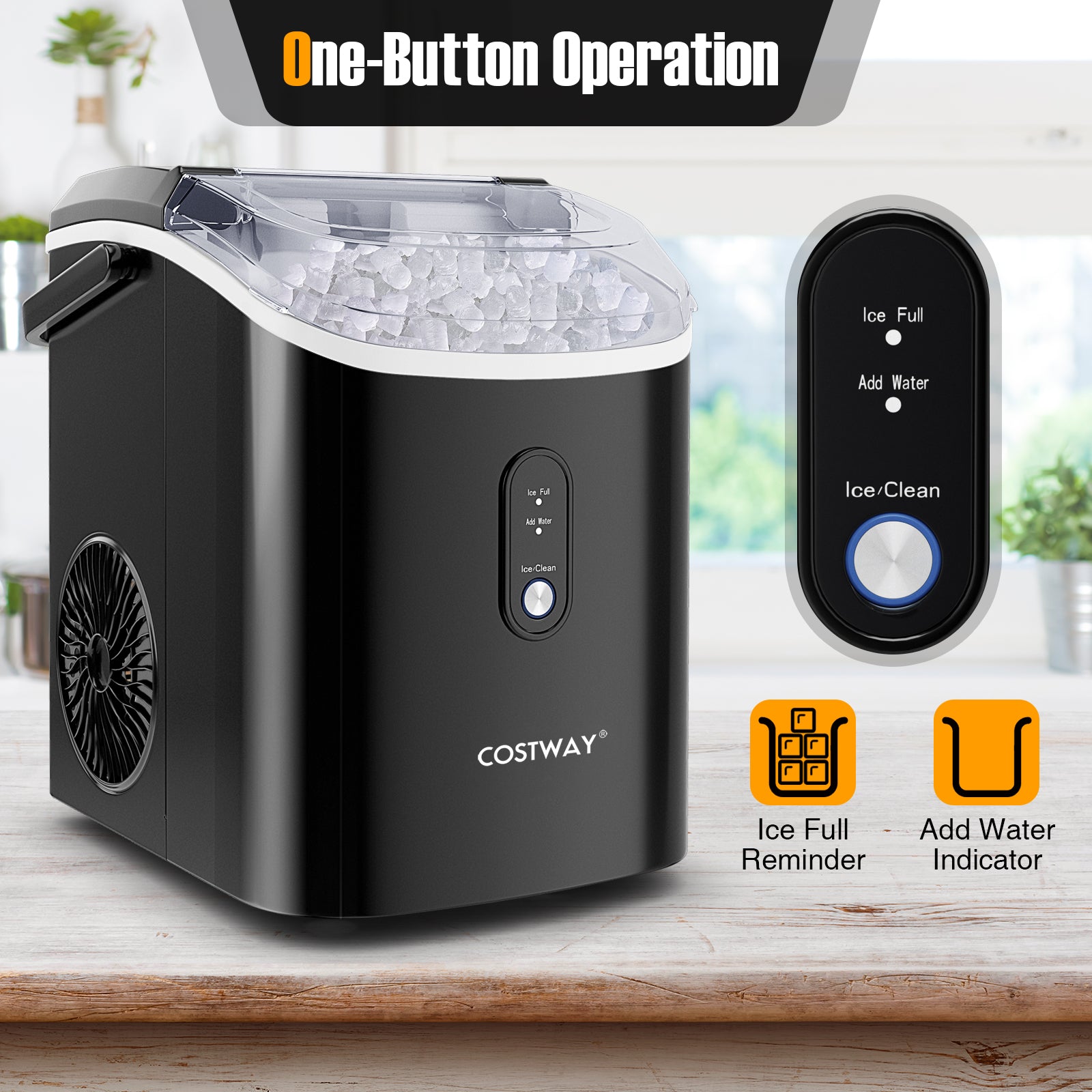 Nugget Countertop Ice Maker with Soft Chewable Pellet Ice-Black