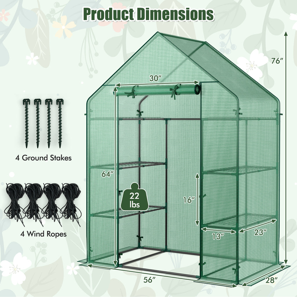 Mini Portable 4 Tier 8 Shelves Walk-in Plant Greenhouse
