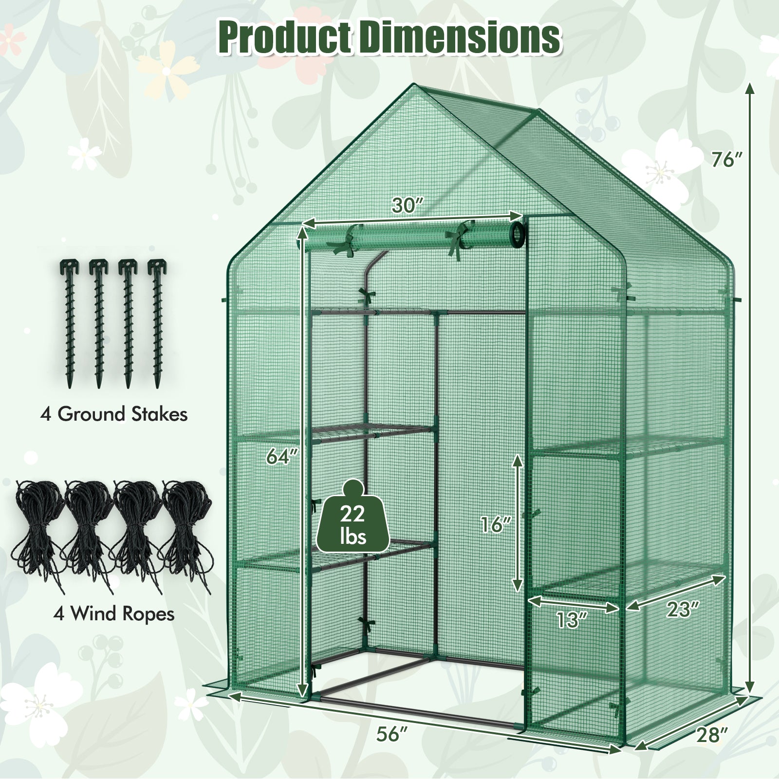 Mini Portable 4 Tier 8 Shelves Walk-in Plant Greenhouse