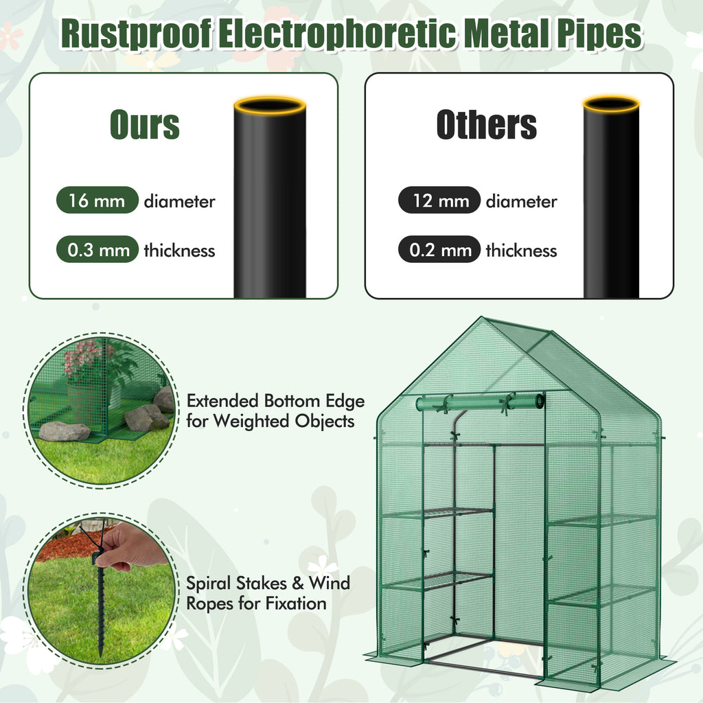 Mini Portable 4 Tier 8 Shelves Walk-in Plant Greenhouse