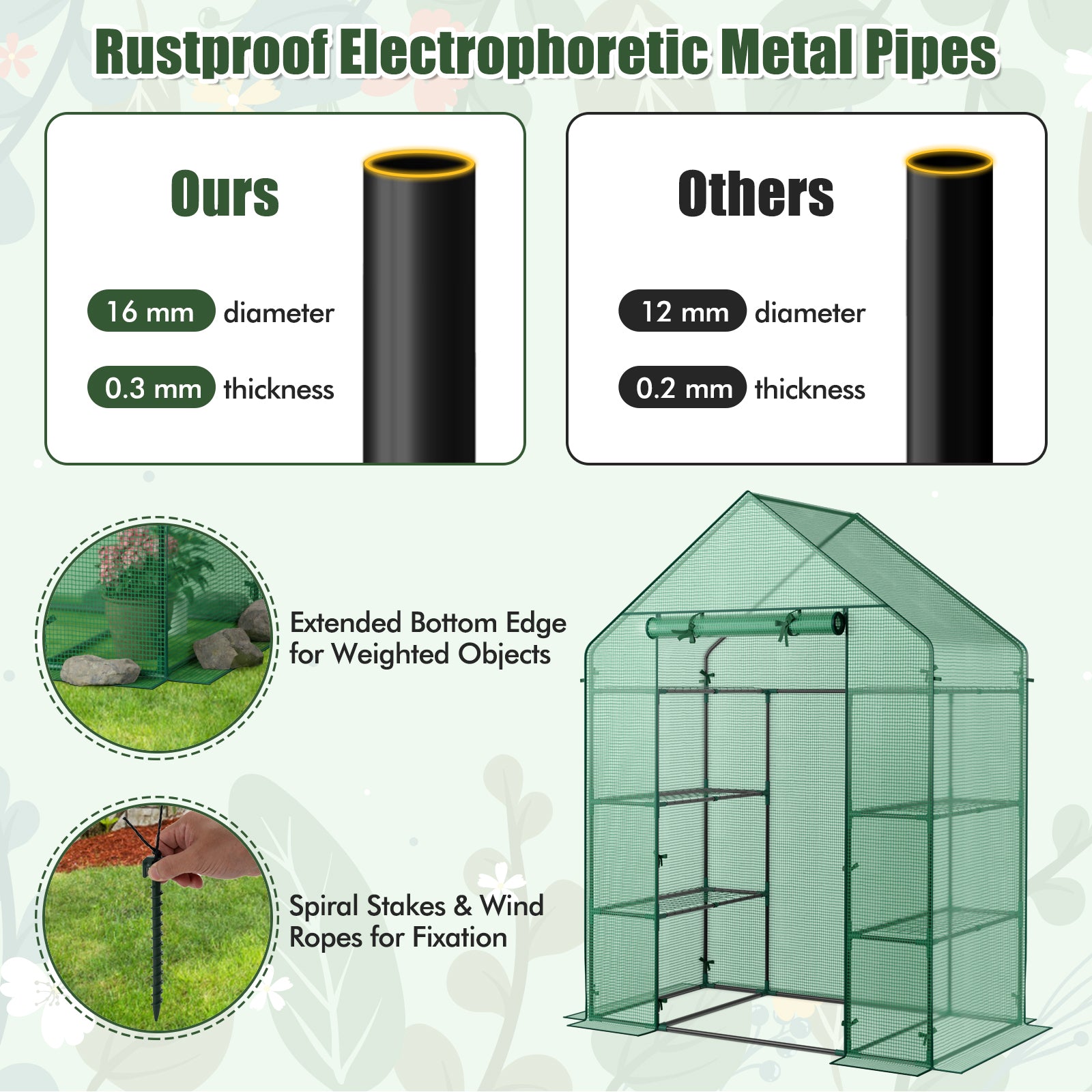 Mini Portable 4 Tier 8 Shelves Walk-in Plant Greenhouse